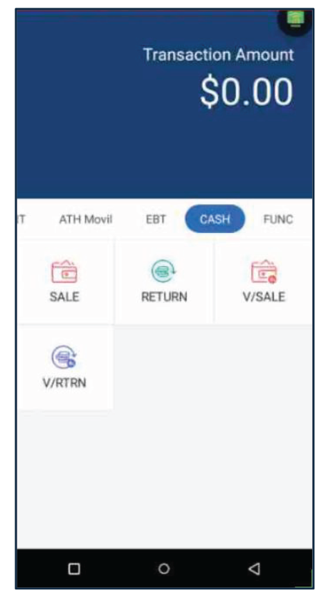 Presione Cash luego, presione Sale.