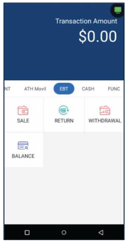 En la sección de EBT, presione Sale.