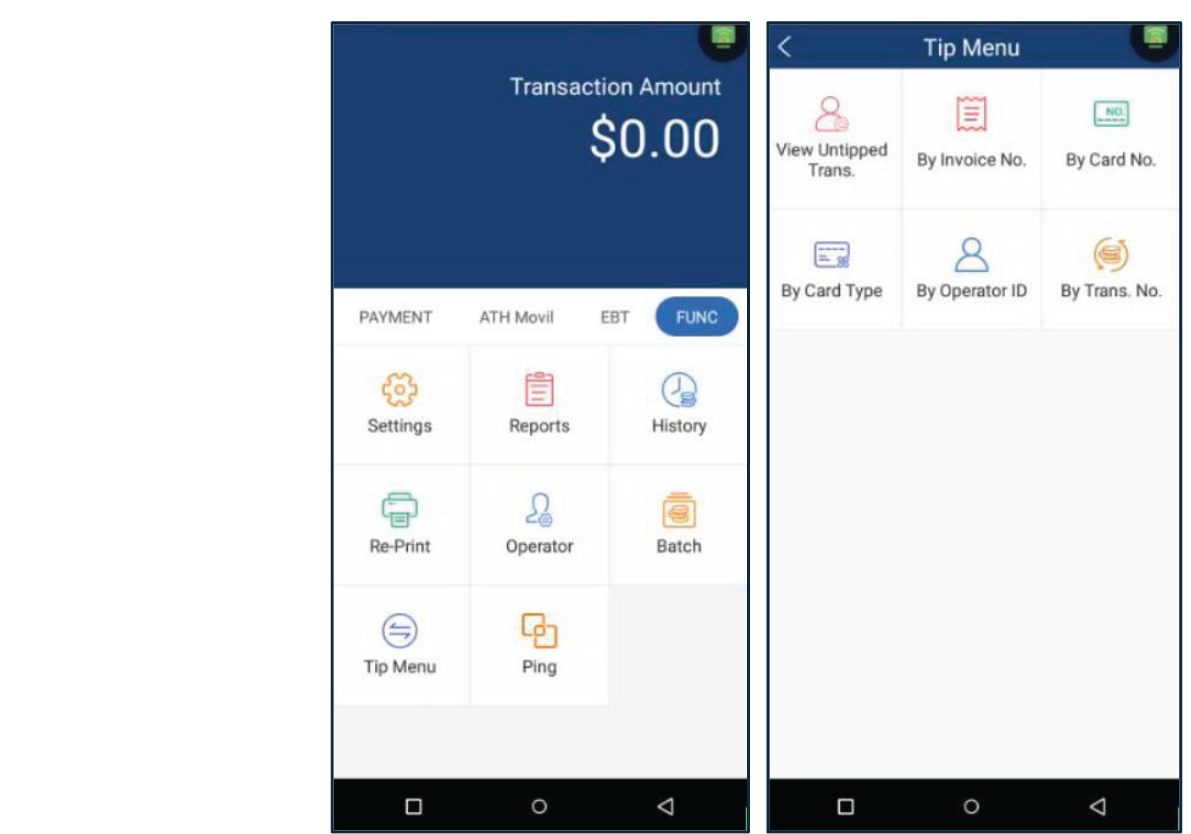 Presione Functions luego, presione Tip Menu.