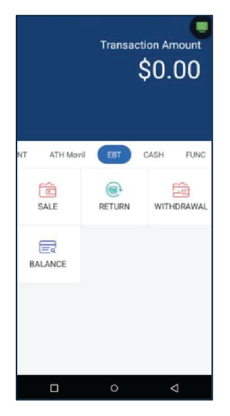 En la sección de EBT, presione Sale.