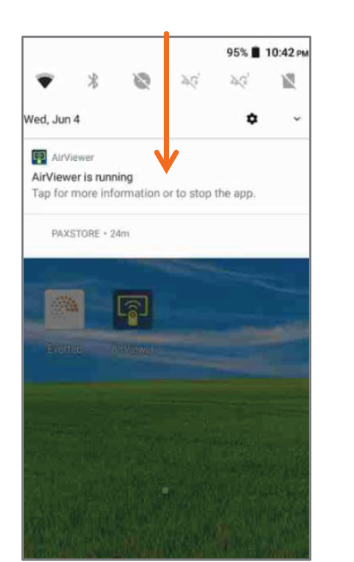 Deslice desde la barra de notificaciones hacia abajo y presione el botón de la conexión Wi-Fi.