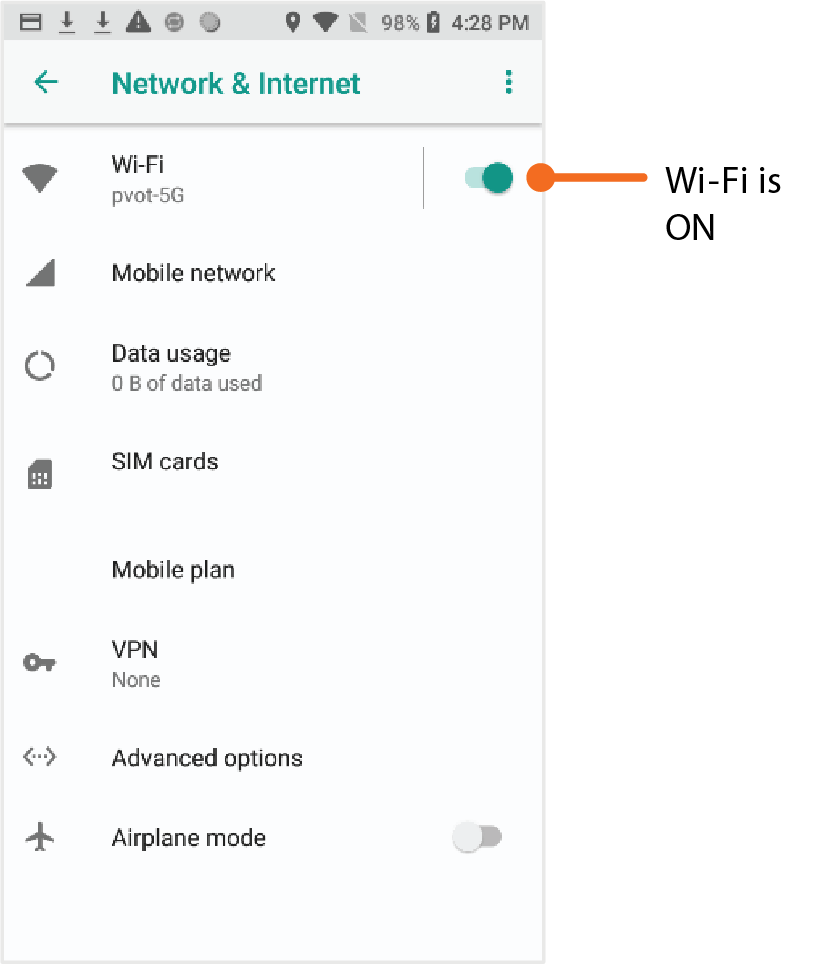 Make sure Wi-Fi is enabled and then, select Wi-Fi.