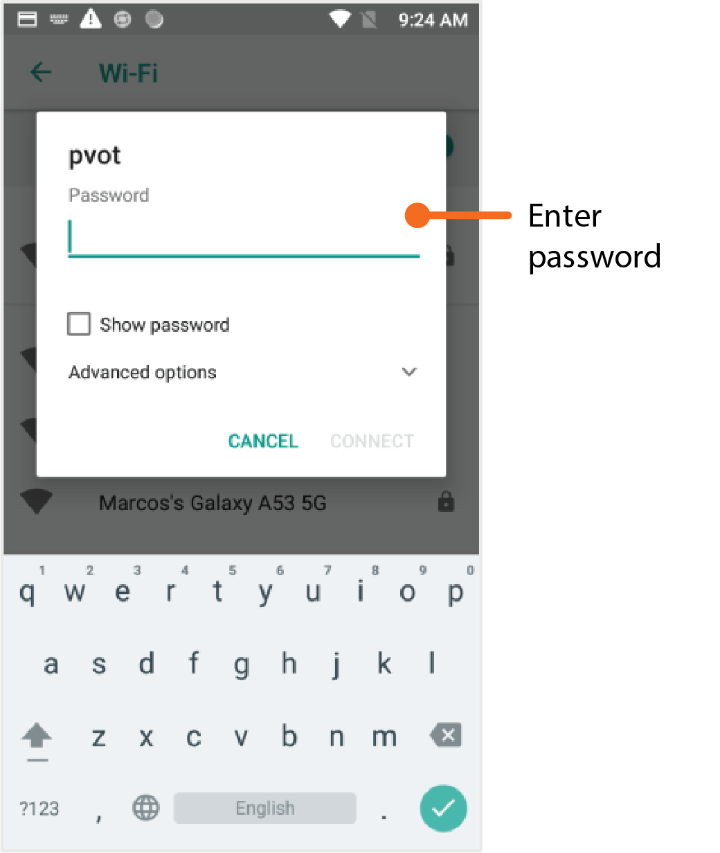 Enter the network password when prompted and press Connect