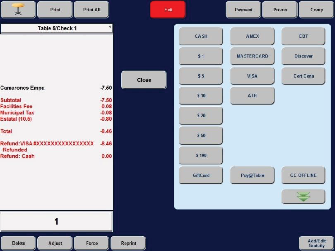 En el punto de venta se mostrará el resultado de la transacción reembolsada. 