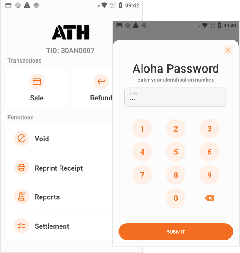 Presione Sale. Entre el número de identificación de Aloha. Luego, presione Submit. 