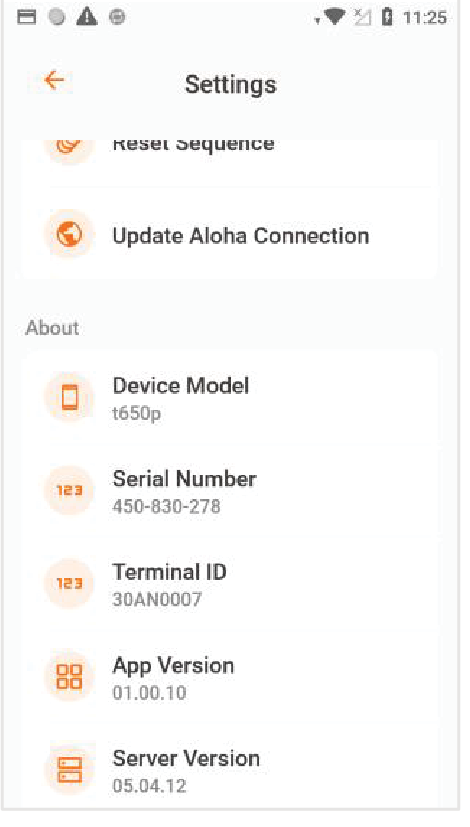 El terminal mostrará información de la aplicación del equipo.